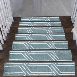 SUSSEXHOME Stair Treads - Carpet Strips for Indoor Stairs - Easy to Install With Double Adhesive Tape - Safe, 9" X 28" - 4-Pack - In Teal