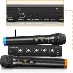 SOUND TOWN - Wireless Microphone Karaoke Mixer System With HDMI Arc, Optical (Toslink), Aux