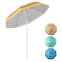 TOPBUY 6.5 Ft Beach Umbrella Windproof Ventilated Sunshade Shelter