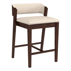 BOWERY HILL Mid-Century 28" Wood And Fabric Counter Height Stool In Walnut