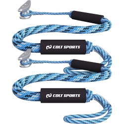 COLT SPORTS 2 Pack Bungee Dock Lines Mooring Rope for Boats - Blue And Black 5 Feet - Marine Rope, Elastic Boat, Jet Ski, And Dock Line \w Secure