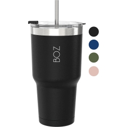 BOZ Stainless Steel Tumbler With Straw (30OZ) Bpa Free, Vacuum Double Wall Insulated (Black)
