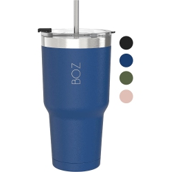 BOZ Stainless Steel Tumbler With Straw (30OZ) Bpa Free, Vacuum Double Wall Insulated (Blue)