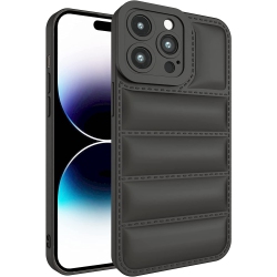 TEDLIN Puffer Jacket Coat Design Soft Shockproof Case Cover for Apple Iphone 14 Pro Max (Black)