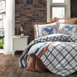 SUSSEXHOME Midnight Eagle Duvet Cover Set Brown, Full Size Duvet Cover, 1 Duvet Cover, 1 Fitted Sheet And 2 Pillowcases, Iron Safe, Hypoallergenic