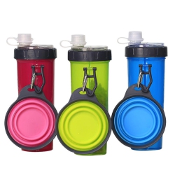 JIGIJIGI Dog Water Bottle Dog Bowls for Traveling Pet Food Container 2-In-1 \w Collapsible Dog Bowls, Outdoor Dog Water Bowls for Walking Hiking