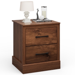 COSTWAY 2 Drawer Nightstand Bedside Table Compact Sofa End Table