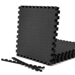 COSTWAY 12 Tiles 1/2" Puzzle Floor Exercise Mat Interlocking Anti-Slip Eva Foam In Black