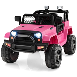 TOPBUY 12V Kids Ride On Car Electric Vehicle Jeep With Parental Remote Music Horn Headlights Slow Start Function Black/white/pink