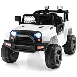 TOPBUY 12V Kids Ride On Car Electric Vehicle Jeep With Parental Remote Music Horn Headlights Slow Start Function Black/white/pink