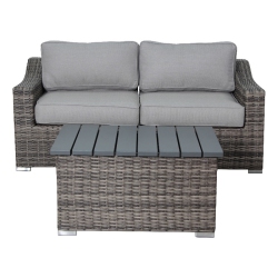 LIVING SOURCE International 3 Piece Wicker / Rattan Outdoor Sofa Set In In Gray
