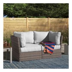 LIVING SOURCE International 66" Wicker / Rattan Outdoor Loveseat In In Gray