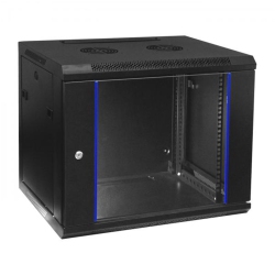 TECHCRAFT - 6U Fixed Wall Mounted Network Cabinet, Tempered Glass Door With Lock In Black