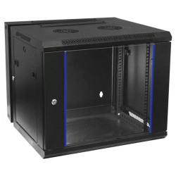 TECHCRAFT - 6U Double Hinged Wall Mounted Network Cabinet, Swing Out Design, Plexiglass Door With Lock In Black