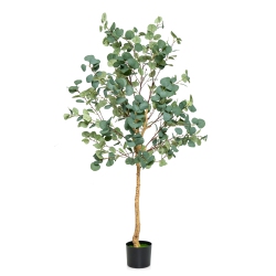 TOPBUY 5.5Ft Artificial Eucalyptus Tree In Plastic Nursery Pot Tall Fake Eucalyptus Plants With 517 Dollar Leaves for Indoor Outdoor In Silver
