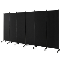 COSTWAY 6-Panel Folding Room Divider 6Ft Rolling Privacy Screen With Lockable Wheels