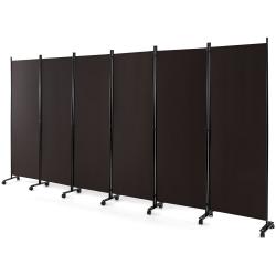 COSTWAY 6-Panel Folding Room Divider 6Ft Rolling Privacy Screen With Lockable Wheels