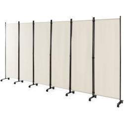 COSTWAY 6-Panel Folding Room Divider 6Ft Rolling Privacy Screen With Lockable Wheels