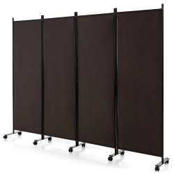 COSTWAY 4-Panel Folding Room Divider 6Ft Rolling Privacy Screen With Lockable Wheels