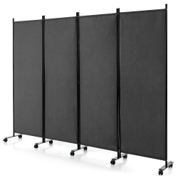 COSTWAY 4-Panel Folding Room Divider 6Ft Rolling Privacy Screen With Lockable Wheels