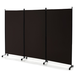 COSTWAY 3-Panel Folding Room Divider 6Ft Rolling Privacy Screen Withlockable Wheels