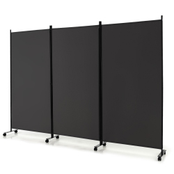 COSTWAY 3-Panel Folding Room Divider 6Ft Rolling Privacy Screen Withlockable Wheels