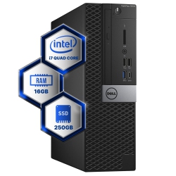 DELL Refurbished (Good) - Optiplex 7050 Desktop Computer | Quad Core Intel I7 (3.4) | 16GB Ddr4 Ram | 250GB SSD Solid State | Windows 10