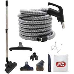 ULTRA CLEAN Central Vacuum Deluxe Plus Accessories Kit- Low-Voltage Hose On/off Control At The Handle Air Driven Carpet Beater Floor Brush &
