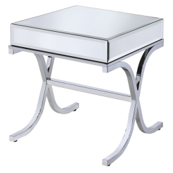 ACME FURNITURE Acme Yuri Square Mirror Top End Table In Chrome