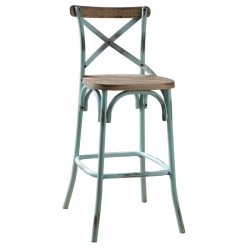 ACME FURNITURE Acme Zaire Armless Bar Stool With Wooden Seat In Antique Sky And Antique Oak