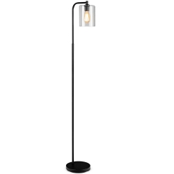TOPBUY Indoor Modern Industrial Floor Lamp With Glass Shade Tall Pole Lamp for Office