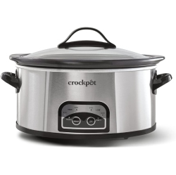 CROCK-POT Crockpot 6 Quart Slow Cooker With Auto Warm Setting And Programmable Controls, Stainless Steel