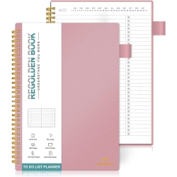 COOLHUT Daily Planner Undated, to Do List Notebook With Hourly Schedule Calendars Meal, 160 Pages (7X10") In Pink