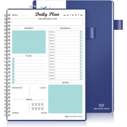COOLHUT Daily Planner Undated, to Do List Notebook \w Hourly Schedule Calendars Meal, Spiral Appointment Organizers Notebook for Man/women
