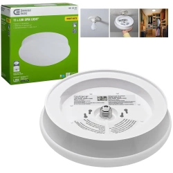 COMMERCIAL ELECTRIC 11-Inch Integrated Led Flushmount Ceiling Light Fixture In Bright In White
