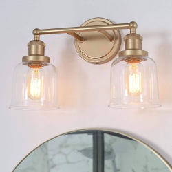 UOLFIN Bell Vanity Light, 14.5-In 2-Light Brass Bell Dimmable Bar Led Modern/contemporary Vanity Light In Gold