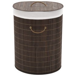 VIDAXL Bamboo Laundry Bin Oval In Dark Brown