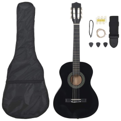 VIDAXL 8 Piece Classical Guitar Beginner Set 3/4 36" In Black