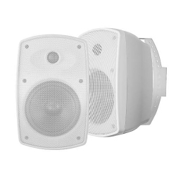 SYNCSOUND Ss-Mc60-Wh 6.5" 100W Outdoor-Indoor Speakers Pair 8 Ohms With Wall Mounting Brackets In White
