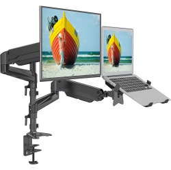 SHOPPINGALL Dual Monitor And Laptop Gas Spring Arm for 15"-32" Monitors And 10"-17" Laptops, Featuring Clamp And Grommet Mounting Options