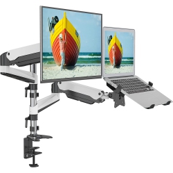 SHOPPINGALL Dual Monitor And Laptop Gas Spring Arm for 15"-32" Monitors And 10"-17" Laptops, Featuring Clamp And Grommet Mounting Options