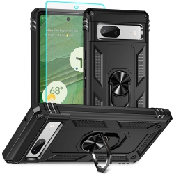 HLD for Pixel 7A Case, Google Pixel 7A Case \w HD Screen Protector, Military Grade 16Ft. Drop Tested Ring Shockproof Protective Phone Case for Google