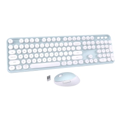 NIERBO 2.4G USB Ergonomic Wireless Keyboard And Mouse Combo for Computer, Laptop, PC Desktops (Green-White Mixed Style Keyboard + Mouse)