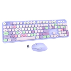 NIERBO 2.4G USB Ergonomic Wireless Keyboard And Mouse Combo for Computer, Laptop, PC Desktops (Purple Mixed Style Keyboard + Mouse)