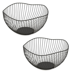 JESSAR - Set Of 2 Fruit Basket, 25.5 X 25.5 X 13.5Cm In Black