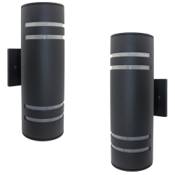 XTRICITY - Set Of 2 Outdoor Wall Light, 12.99" Height, From The Central Park Collection Aluminum In Black