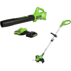 GREENWORKS 24V String Trimmer And Blower Combo, 2.0Ah USB Battery And Charger Included