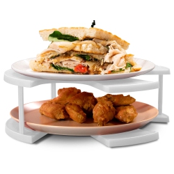 DOUBLEWAVE Neutral Standard Two-Tier Plate Stacker | Microwave Tray for Better Cooking Efficiency | Food Grade Safe And Bpa Free Plate Stacker For