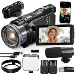 NBD 5K Camcorder Video Camera 48Mp - Wifi, 3" 270° Ips Screen, 16X Zoom Autofocus, Anti-Shake, \w 2 Batteries, 32GB Card & Mic, Vlogging Camera