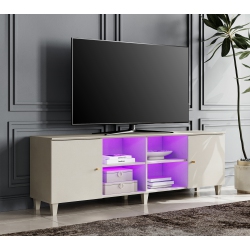 WAMPAT Mid-Century Tv Stand \w 16 Colors Led Light，modern Entertainment Center \w Door Storage And Open Shelf for Up to 75 Inch Tv, Tv Console